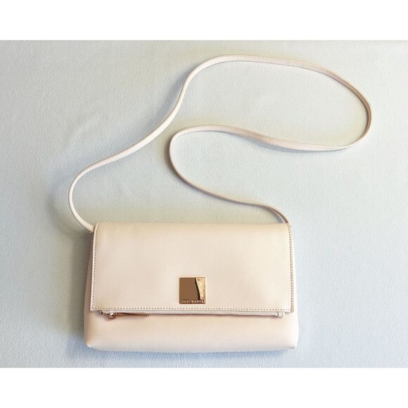 Ted Baker Britany Crosshatch Leather Rose Gold Crossbody Clutch Bag in Pale Pink - Picture 1 of 8